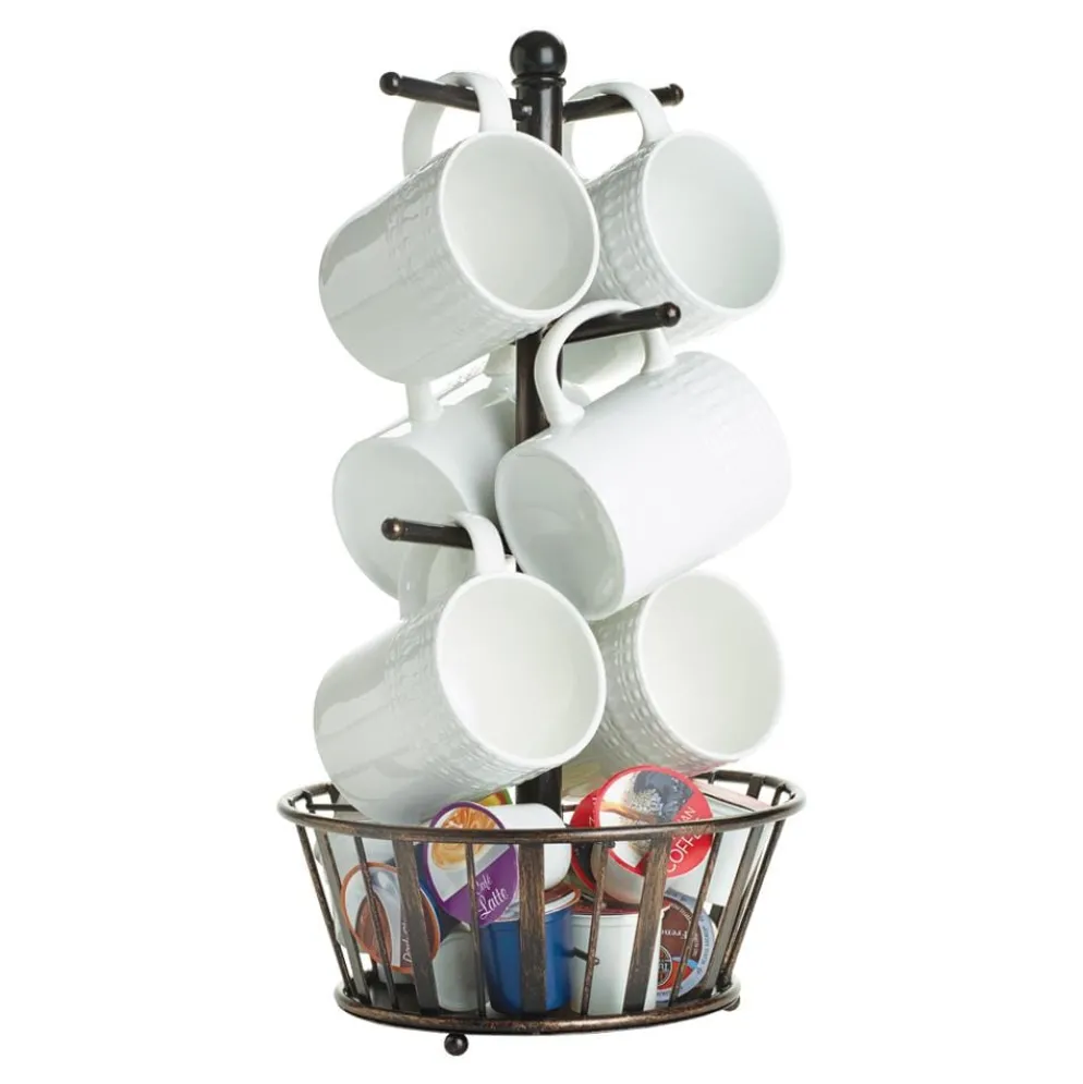 Mug Tree Stand with Basket