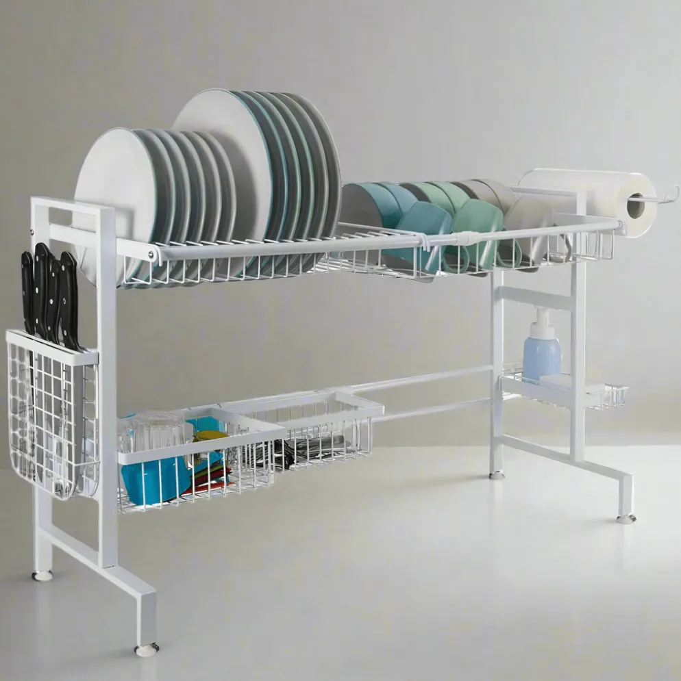 Over the Sink 2 Tier Expandable Organizer Dish Drying Rack