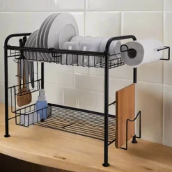 Over the Sink 2 Tier Organizer Dish Drying Rack, 31 Inch