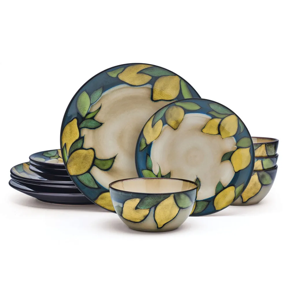 Painted Lemons 12 Piece Dinnerware Set, Service for 4