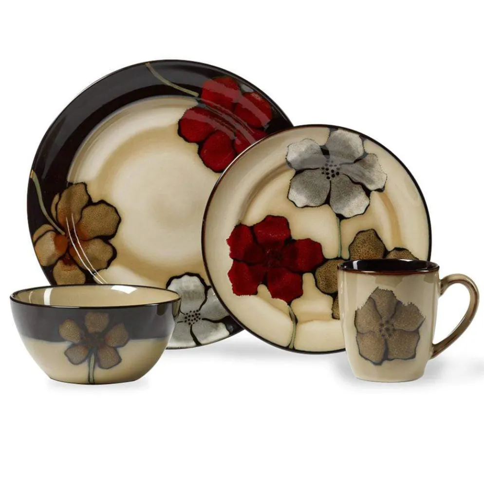 Painted Poppies 32 Piece Dinnerware Set, Service for 8