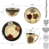Painted Poppies 16 Piece Dinnerware Set, Service for 4