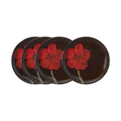 Painted Poppies Set of 4 Appetizer Plates