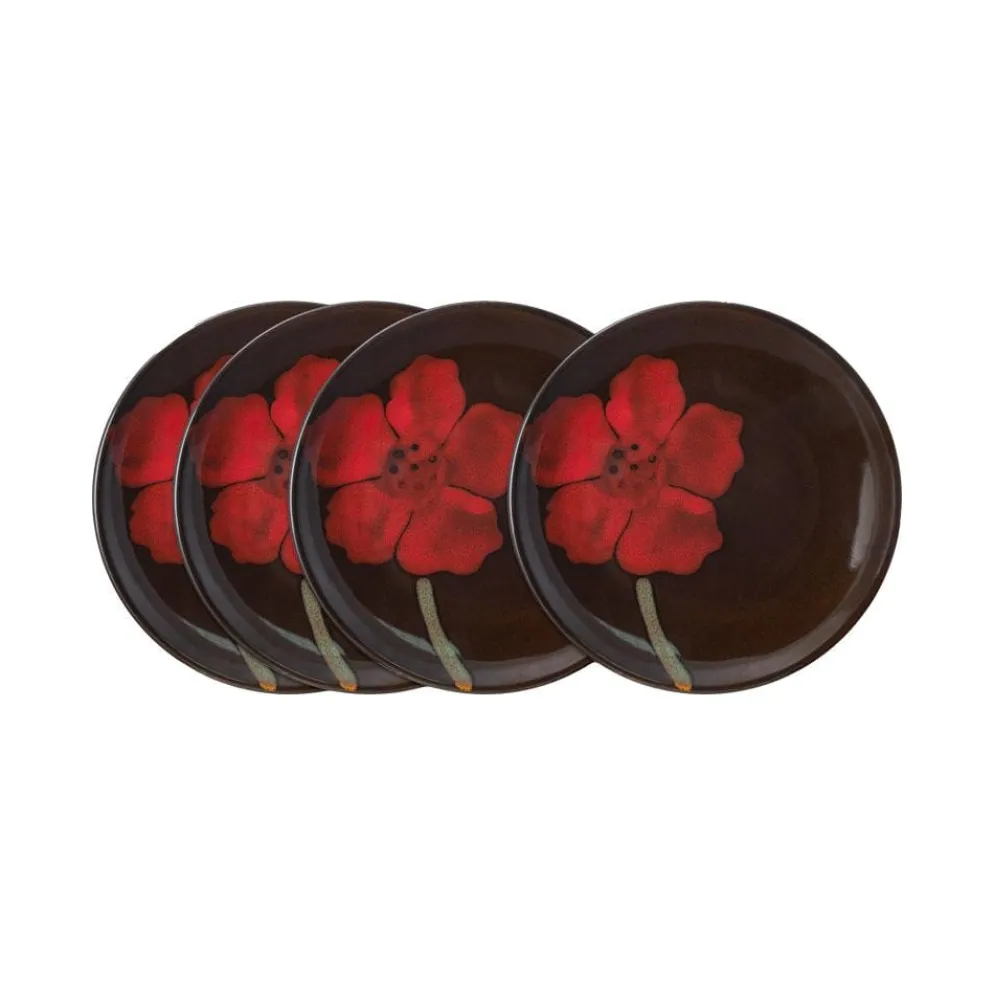 Painted Poppies Set of 4 Appetizer Plates