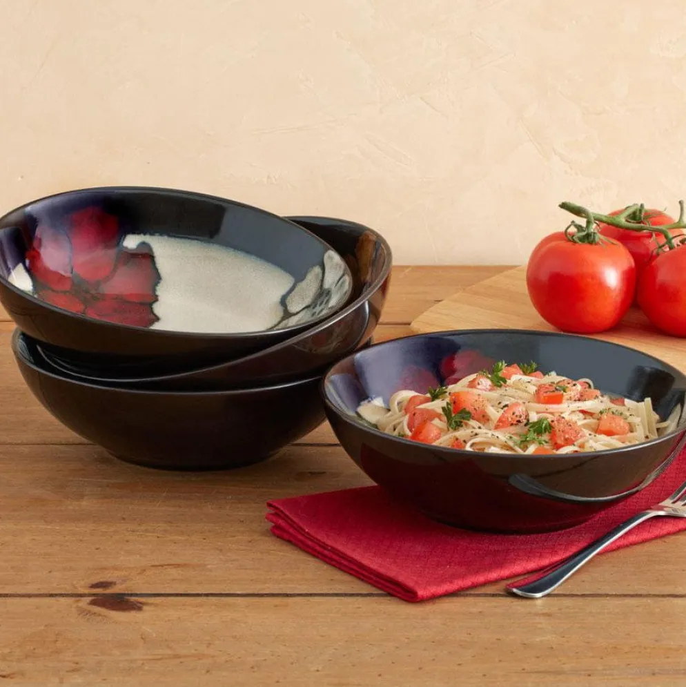 Painted Poppies Set of 4 Individual Pasta Salad Bowls