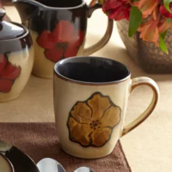 Painted Poppies Set of 4 Mugs