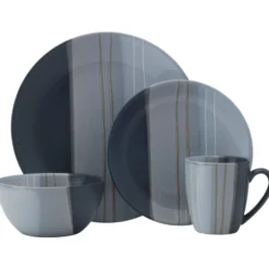 Parker Gray 16 Piece Dinnerware Set, Service for 4