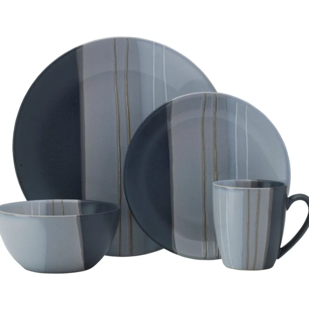 Parker Gray 16 Piece Dinnerware Set, Service for 4