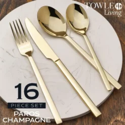 Paros Champagne Forged 16 Piece Flatware Set, Service for 4