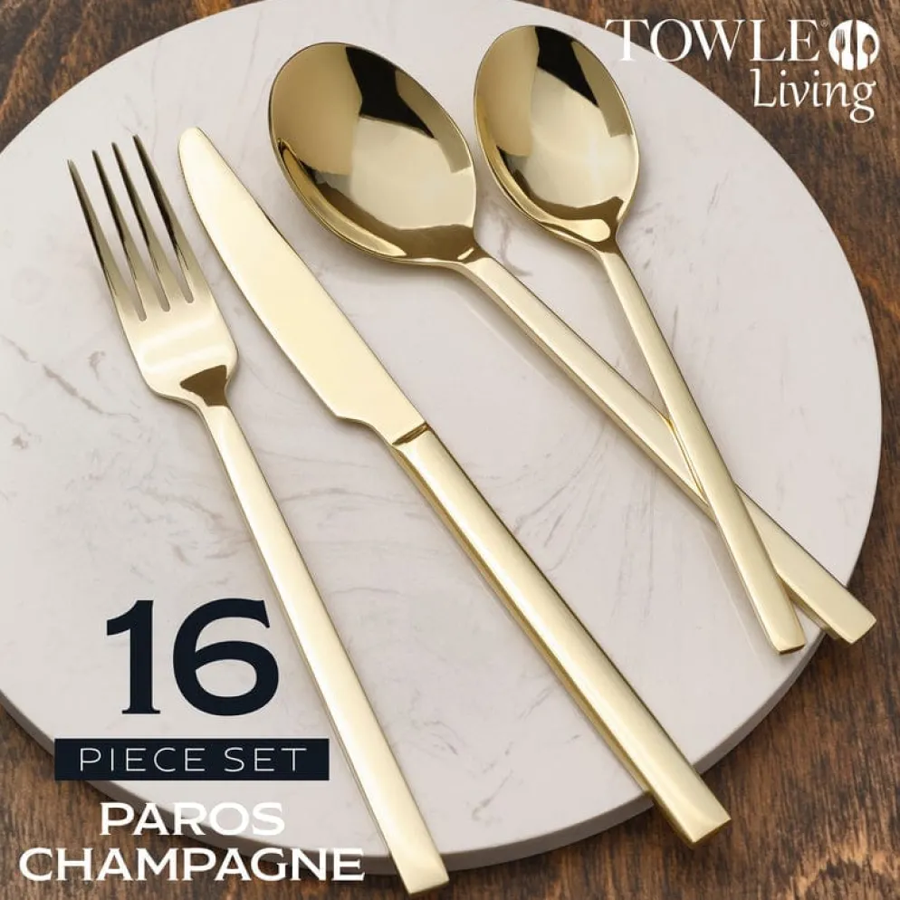 Paros Champagne Forged 16 Piece Flatware Set, Service for 4