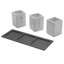 3 Piece Flatware Caddy with Wood Tray