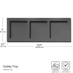 3 Piece Flatware Caddy with Wood Tray