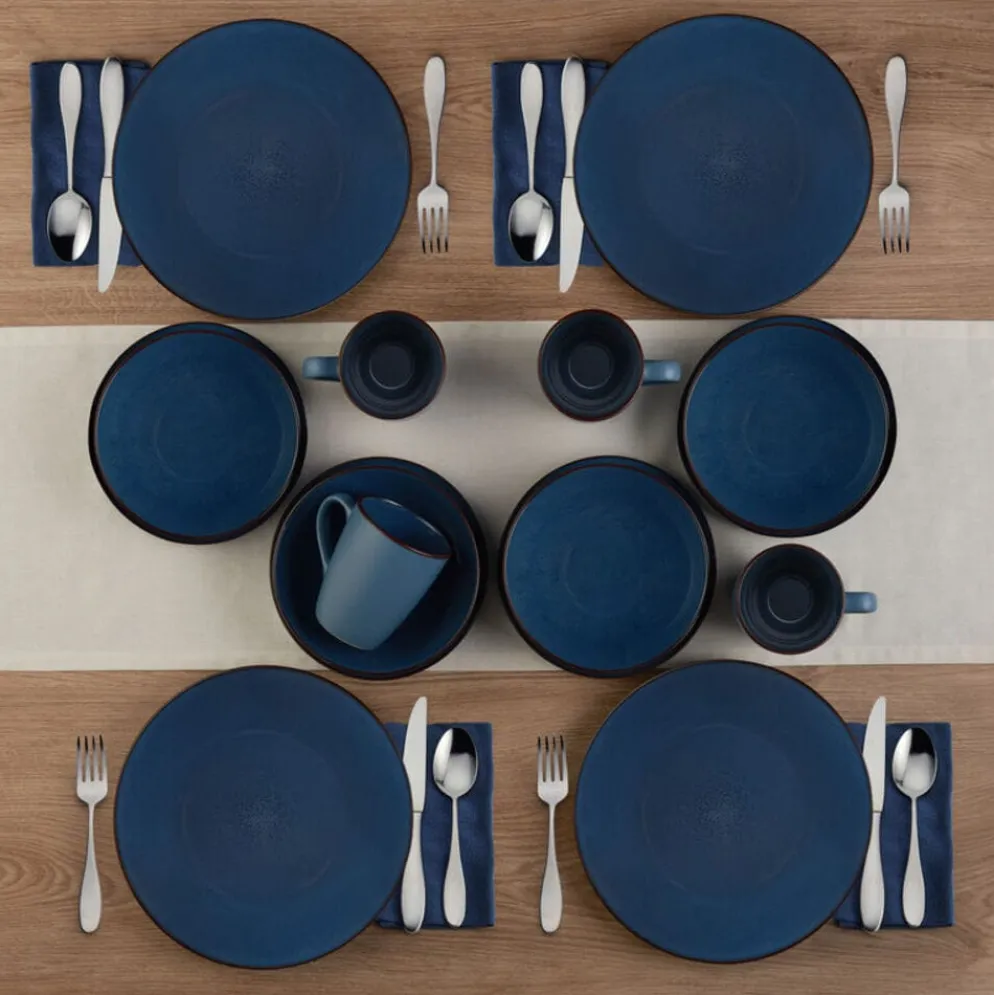 Pierce Blue 16 Piece Dinnerware Set, Service for 4