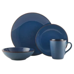 Pierce Blue 16 Piece Dinnerware Set, Service for 4