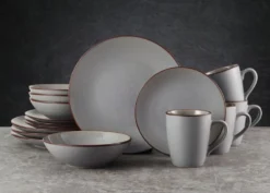 Pierce Gray 16 Piece Dinnerware Set, Service for 4
