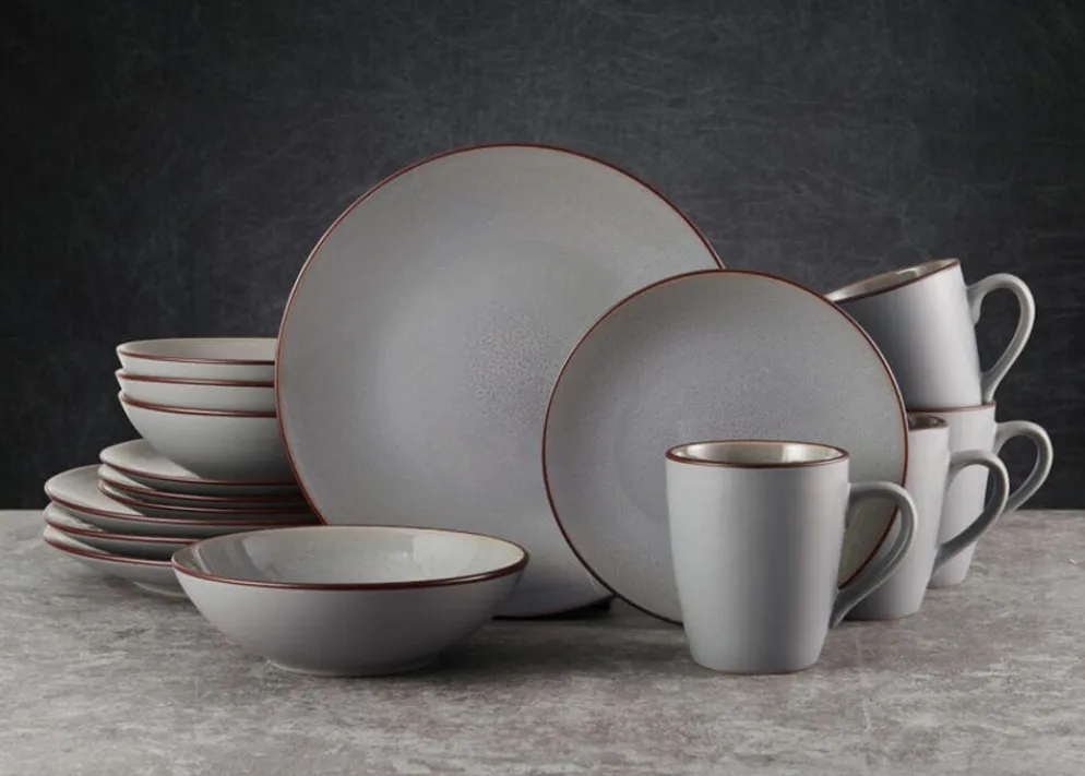 Pierce Gray 16 Piece Dinnerware Set, Service for 4