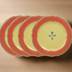 Pistoulet® Set of 4 Dinner Plates with Red Band