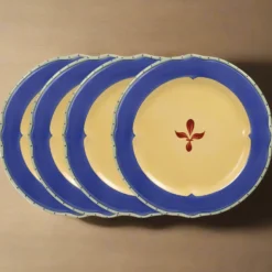 Pistoulet® Set of 4 Dinner Plates with Blue Band