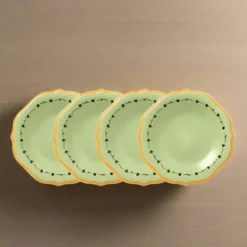 Pistoulet® Set of 4 Salad Plates with Yellow Band