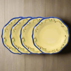 Pistoulet® Set of 4 Salad Plates with Blue Band