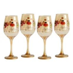 Plymouth Set of 4 Leaf Luster Wine Glasses