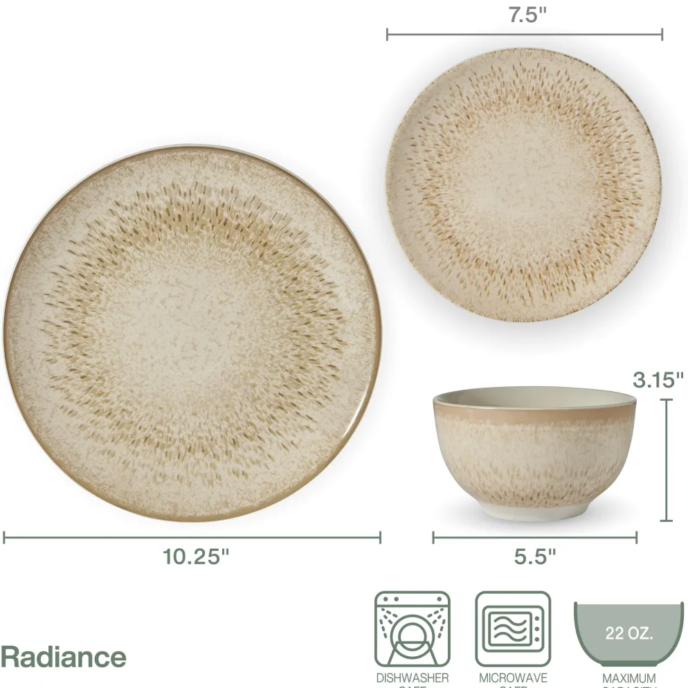 Radiance 12 Piece Dinnerware Set, Service for 4