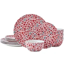Radiant Blossom 12 Piece Dinnerware Set, Service for 4