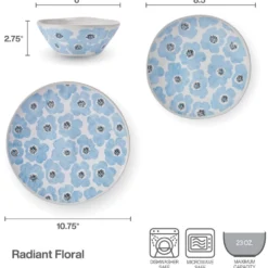 Radiant Floral 12 Piece Set, Service for 4