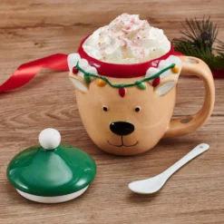 Reindeer Mug with Spoon and Cover