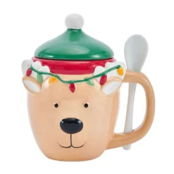 Reindeer Mug with Spoon and Cover
