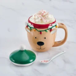 Reindeer Mug with Spoon and Cover
