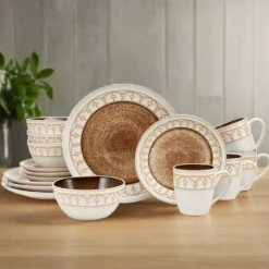 Remi Beige 16 Piece Dinnerware Set, Service for 4