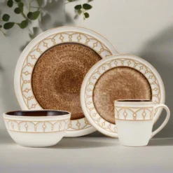 Remi Beige 16 Piece Dinnerware Set, Service for 4