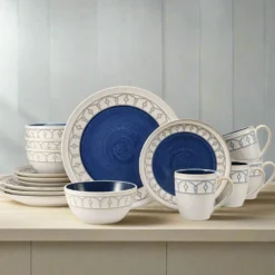Remi Blue 16 Piece Dinnerware Set, Service for 4