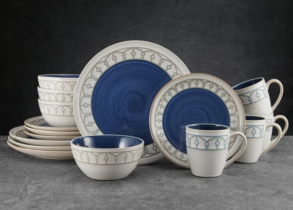 Remi Blue 16 Piece Dinnerware Set, Service for 4