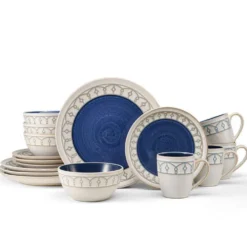 Remi Blue 16 Piece Dinnerware Set, Service for 4