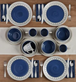 Remi Blue 16 Piece Dinnerware Set, Service for 4
