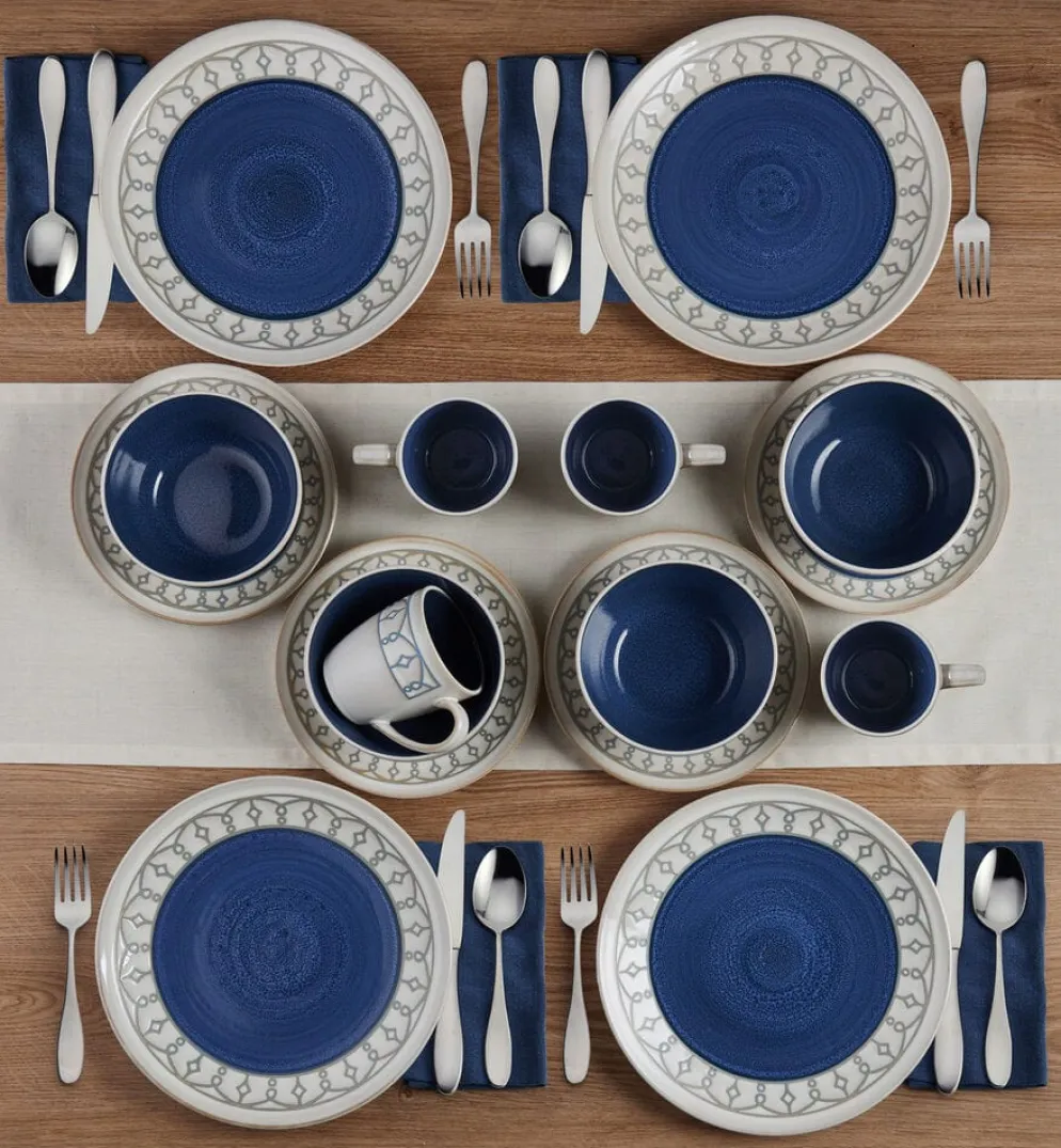 Remi Blue 16 Piece Dinnerware Set, Service for 4
