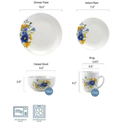Rhea 16 Piece Dinnerware Set, Service for 4
