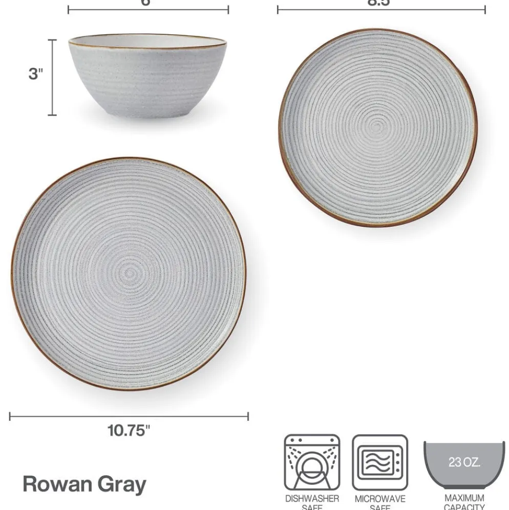 Rowan Gray Service 12 Piece Set, Service for 4