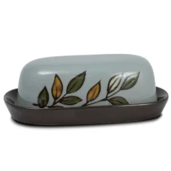 Rustic Leaves Covered Butter Dish