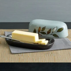 Rustic Leaves Covered Butter Dish