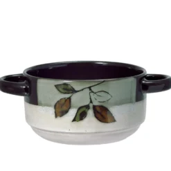 Rustic Leaves Double Handled Soup Bowl