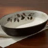 Rustic Leaves Oval Serve Bowl