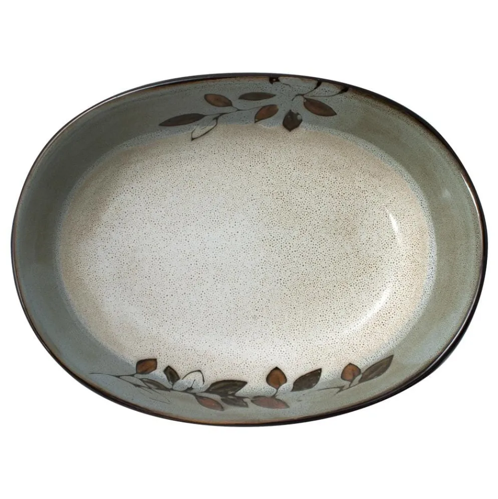 Rustic Leaves Oval Serve Bowl