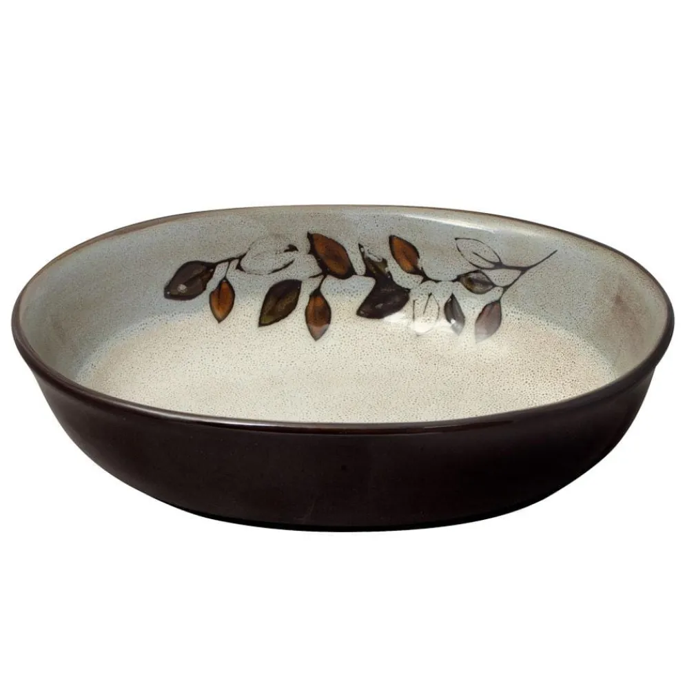 Rustic Leaves Oval Serve Bowl