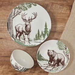Rustic Lodge 12 Piece Dinnerware Set, Service for 4