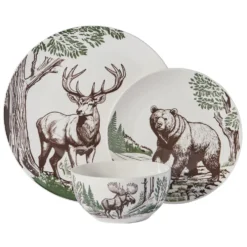 Rustic Lodge 12 Piece Dinnerware Set, Service for 4