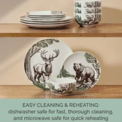Rustic Lodge 12 Piece Dinnerware Set, Service for 4