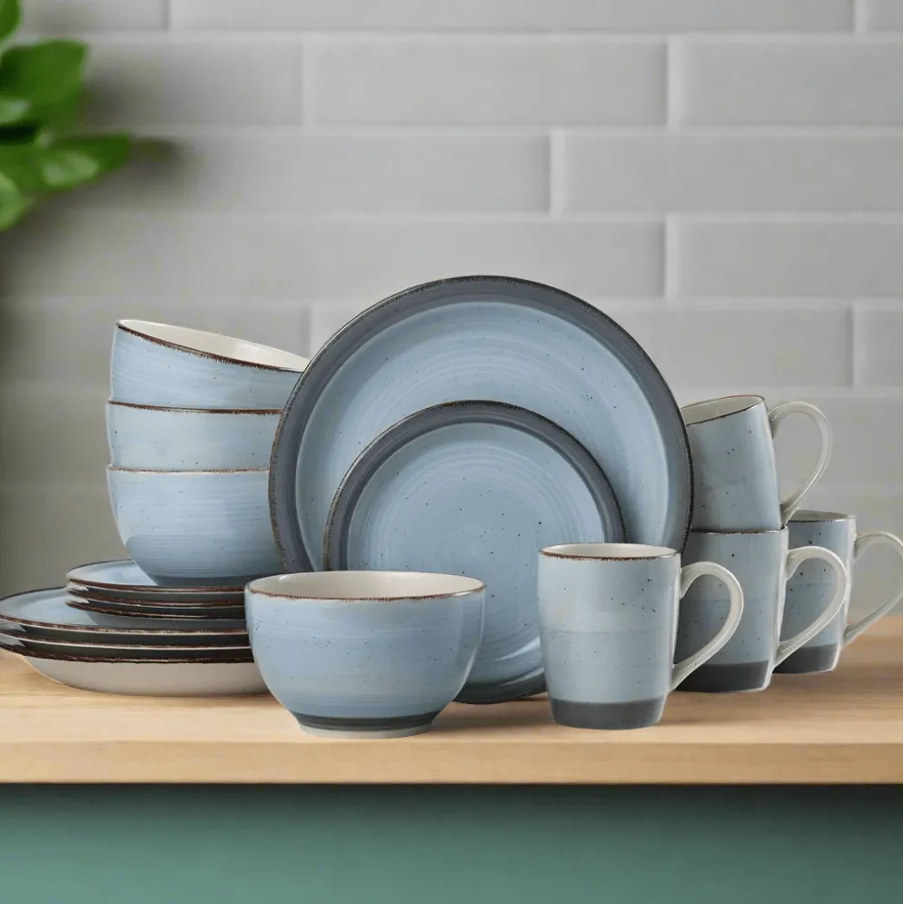 Sadie Blue 16 Piece Dinnerware Set, Service for 4